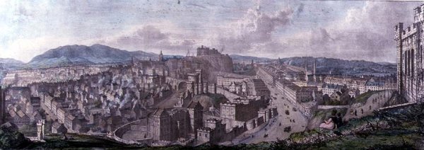 View from the Top of the Calton Hill by Nelsons Monument Looking West, engraved by William Westall 1781-1850 and printed by Charles Joseph Hullmandel 1789-1850 1828