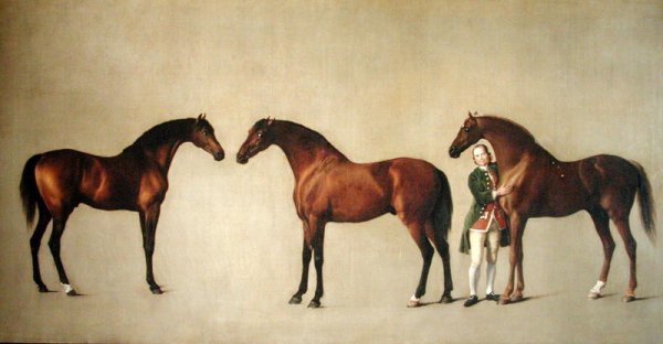 Whistlejacket and two other Stallions with Simon Cobb, the Groom, 1762