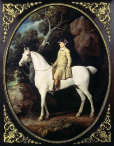 Huntsman with a Grey Hunter and Two Foxhounds: details from the Goodwood Hunting picture, 1760-61