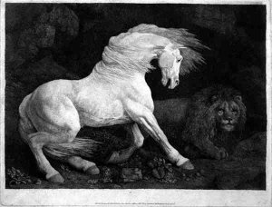 A Horse Affrighted by a Lion, engraved by the artist, pub. 1788