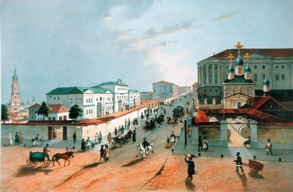 The Imperial Post Office in Moscow, engraved by A. Muller, 1840s