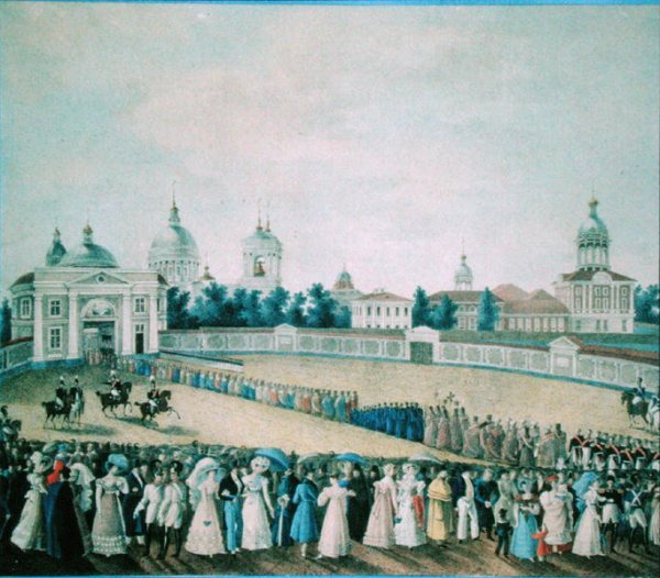 The Visit of Alexander I 1777-1825 to the Alexander Nevsky Monastery, 1821