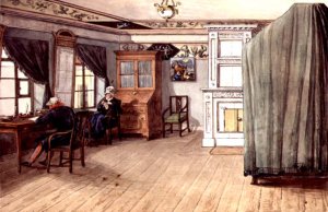 Neo-Classical Writing Room with an Elderly Couple, 1820