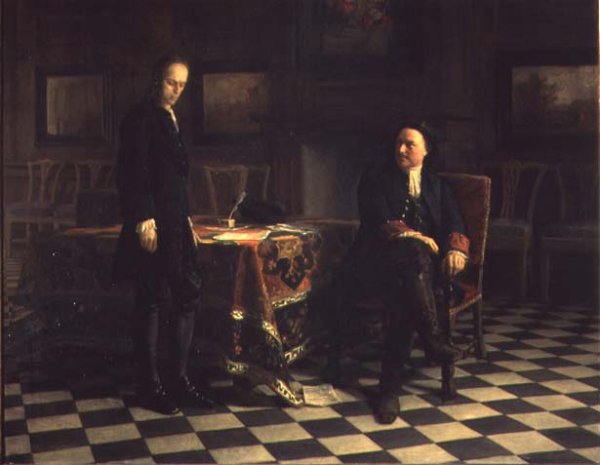 Peter I interrogating Tsetarevitch Aleksei Petrovich in Petershof, 1871