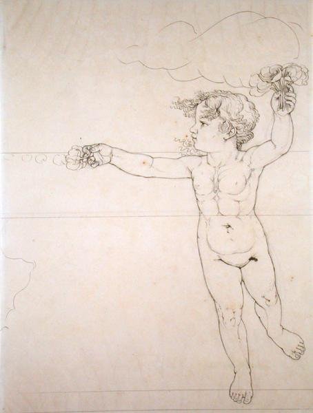 Right hand side Genie with a Rose, study for Morning, 1809