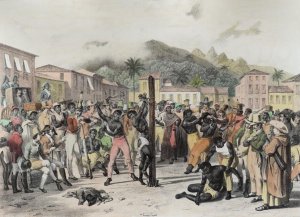 Public Punishments in the Place Ste. Anne, engraved by Deroi, pub. by Engelmann, c.1835