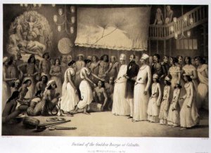 Festival of the Goddess Dourga at Calcutta, from Voyage in India, engraved by Louis Henri de Rudder 1807-81 pub. in London, 1858