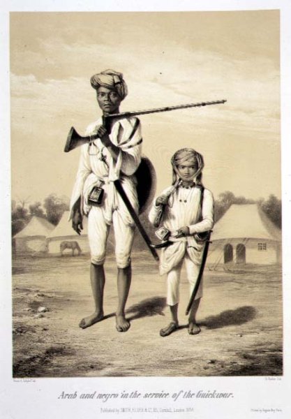 Arab and Negro in the Service of the Guickwar, from Voyage in India, engraved by Louis Henri de Rudder 1807-81 pub. in London, 1858