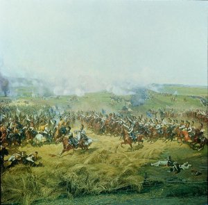 Russian artillery in position, detail from the Battle of Borodino in 1812