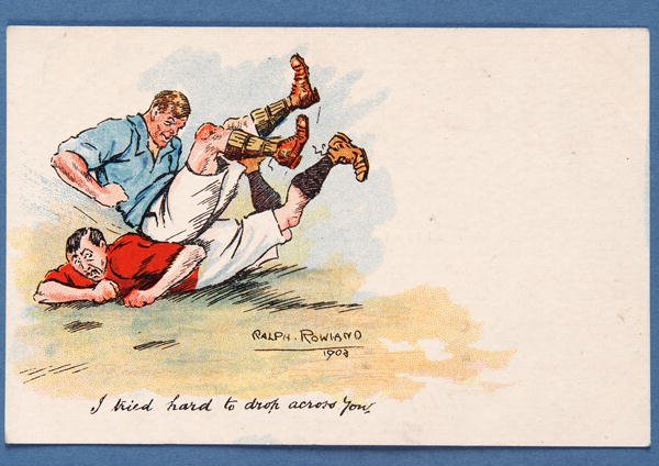 I Tried Hard To Drop Across You, football postcard, 1903