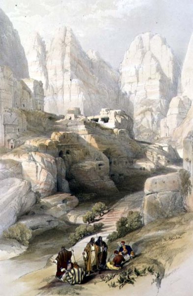 Petra, March 10th 1839, plate 104 from Volume III of 'The Holy Land, engraved by Louis Haghe 1806-85 pub. 1849