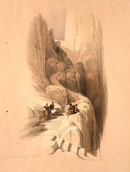 Ascent to the Summit of Sinai, February 20th 1839, plate 115 from Volume III of The Holy Land, engraved by Louis Haghe 1806-85 pub. 1849