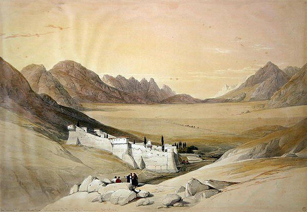 The Convent of St. Catherine, Mount Sinai, looking towards the Plain of the Encampment, February 21st 1839, plate 116 from Volume III of The Holy Land, engraved by Louis Haghe 1806-85 pub. 1849