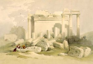 The Hypaethral Temple at Philae, called the Bed of Pharaoh, plate 65 from volume II of Egypt and Nubia, engraved by Louis Haghe 1806-85 pub. 1849