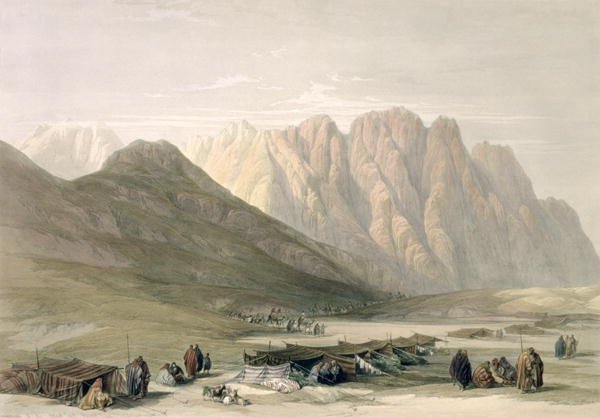 Encampment of the Aulad-Said, Mount Sinai, February 18th 1839, plate 110 from Volume III of The Holy Land, engraved by Louis Haghe 1806-85 pub. 1849