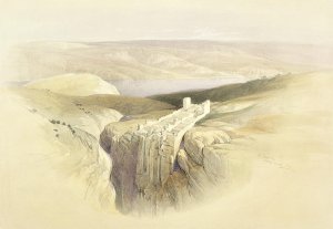 The Dead Sea looking towards Moab, April 4th 1839, plate 50 from Volume II of The Holy Land, engraved by Louis Haghe 1806-85 pub. 1843