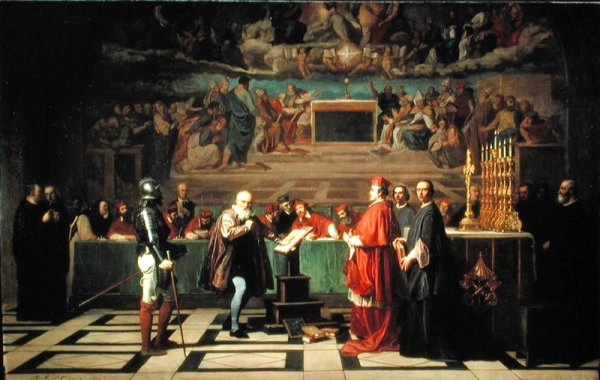 Galileo Galilei 1564-1642 before members of the Holy Office in the Vatican in 1633, 1847