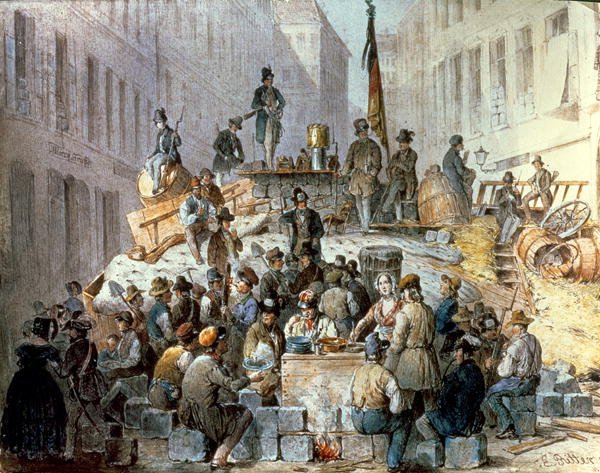 Barricades in Marzstrasse, Vienna, 1848