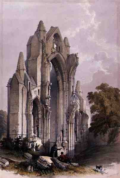 Guisborough Priory, Interior of the East End, from The Monastic Ruins of Yorkshire, engraved by George Hawkins 1819-52, 1842