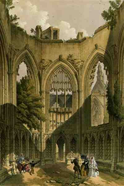 Howden Abbey, the Chapter House, from The Monastic Ruins of Yorkshire, engraved by George Hawkins 1819-52, 1842