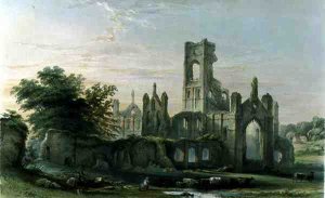 Kirkstall Abbey from the South East, from The Monastic Ruins of Yorkshire, engraved by George Hawkins 1819-52, 1842