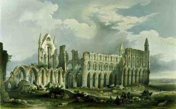 Whitby Abbey from the South West, from The Monastic Ruins of Yorkshire, engraved by George Hawkins 1819-52, 1842