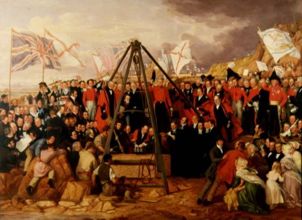 Laying the Foundation Stone of the Victoria Harbour, Jersey, 1841