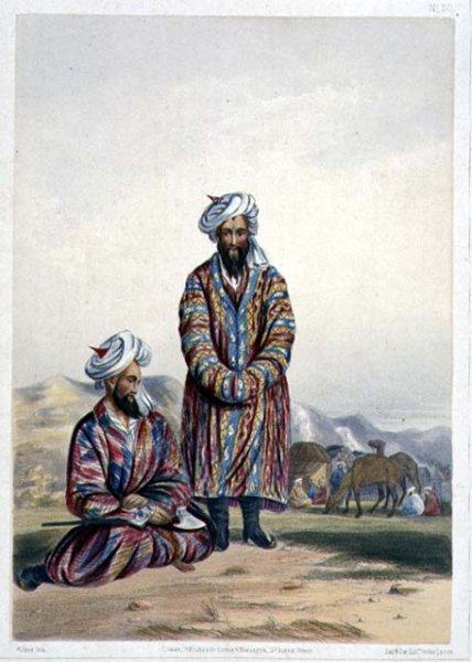 Oosbegs of Mooraud Bey, plate 20 from Scenery, Inhabitants and Costumes of Afghanistan, engraved by W.L. Walker, 1848