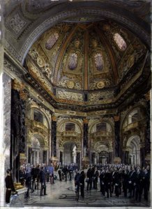 Visit of Emperor Franz Joseph I of Austria 1830-1916 to the Kunsthistorisches Museum in 1891, 1893