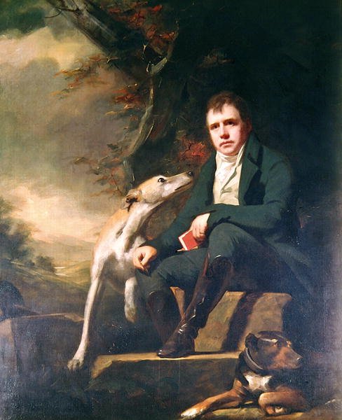 Portrait of Sir Walter Scott and his dogs