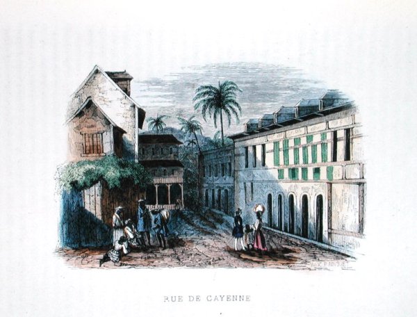 Rue de Cayenne, French Guyana, illustration from Les Francais par Eux-memes, ed. L.Curmer, 1841