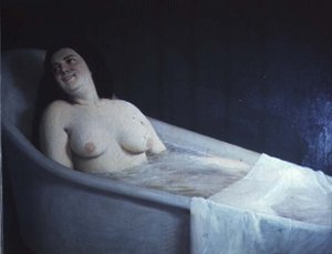 Woman surprised in her bath