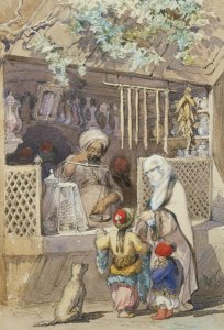 Turkish Figures at a Sweetmeat Stall, 1851