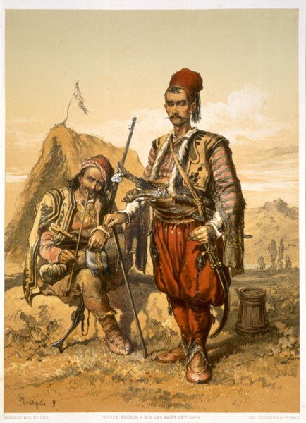 Turkish foot soldiers in the Ottoman army, pub. by Lemercier, c.1857