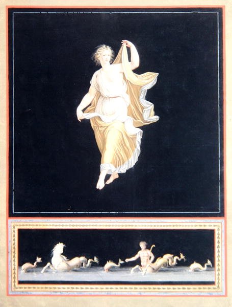 Copy of a Pompeian allegorical painting, a panoramic wallpaper design, c,1790