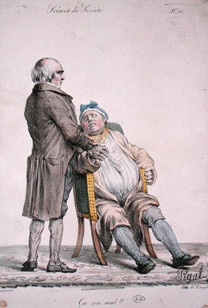 You are not very well,depiction of the rich mans doctor, engraved by Langlume fl.1822-24 1825