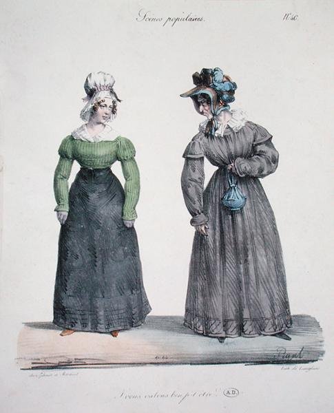 Caricature of a jealous mistress with her servant, plate number 40 from the Scenes Populaires series, engraved by Langlume, c.1820