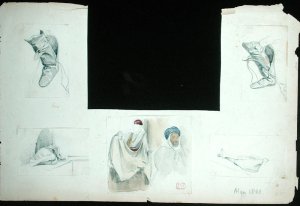 Sketches of boots and People, from Vues et Portraits Faits Pendant la Campagne de Mai 1840, 1840