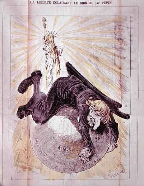 Liberty Lighting the World, front cover of Le Grelot, c.1880