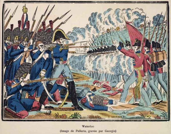 The Battle of Waterloo, 1815 engraved by Francois Georgin 1801-63 from Edition de la Revue Lorraine Illustree, pub. 1912