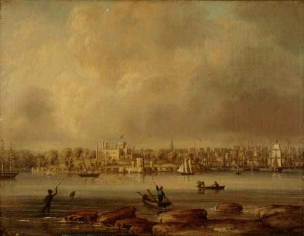 Sydney from Kirribilli Point Government House and Fort Macquarie, 1850