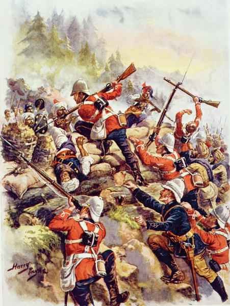 Storming the Heights, illustration from Glorious Battle of English History by Major C.H. Wylly, 1920s