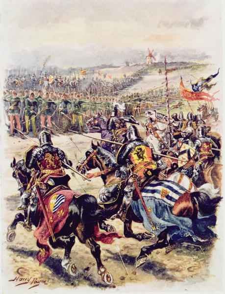 Charge of the French Cavalry, illustration for Glorious Battles of English History by Major C.H. Wylly, 1920s