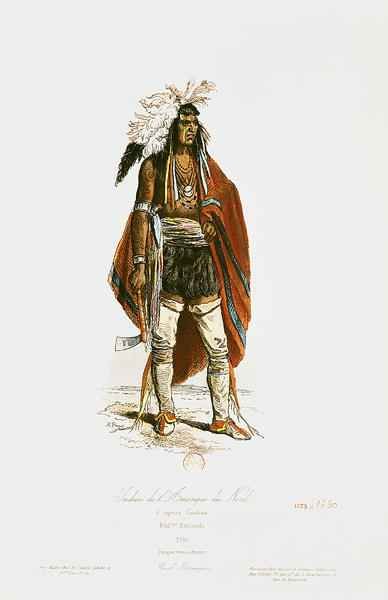 North American Indian, from Modes et Costumes Historiques, engraved by Hippolyte Louis Pauquet 1797-p.1862 1862