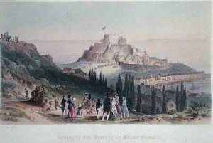 Arrival of Her Majesty at Mount Orgueil, 3rd September 1846, from the Visit of Queen Victoria in Jersey, engraved by H. Walter, 1847