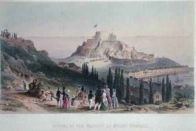 Arrival of Her Majesty at Mount Orgueil, 3rd September 1846, from the Visit of Queen Victoria in Jersey, engraved by H. Walter, 1847