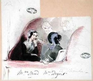 George Sand 1804-76 and Marie de Flavigny 1805-76 Countess of Agoult at the Comedie Francaise 1834