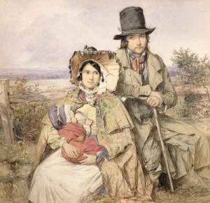 The Emigrants a family seated at a roadside 1840