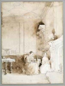 Florence Nightingale and Marianne Nicholson in the Drawing Room at Embley 1830