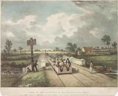 View of the Liverpool and Manchester Rail Road at the Point Where it Crosses the Duke of Bridgewaters Canal